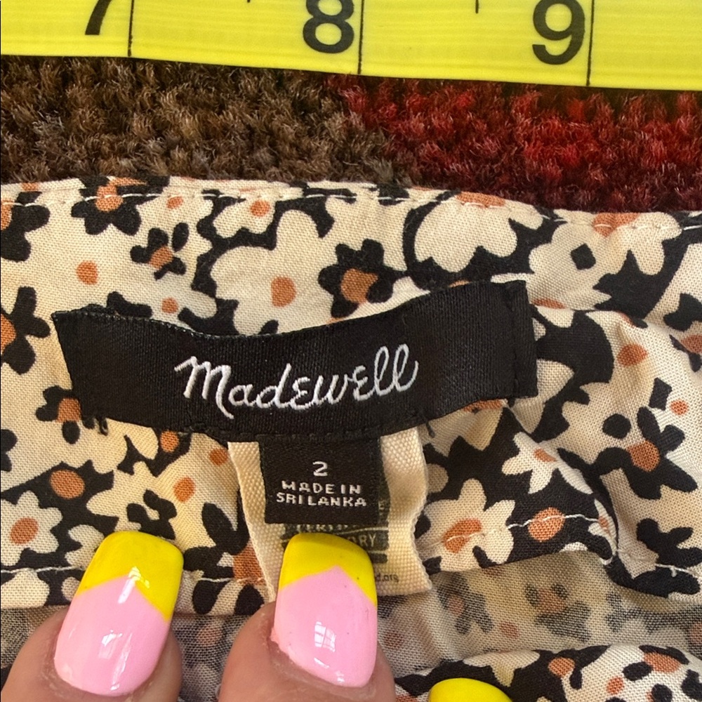 Madewell Black and Cream Floral Midi Skirt - Picture 2 of 3